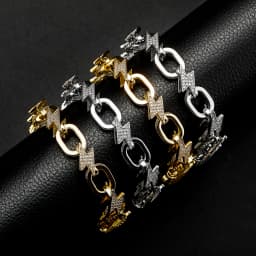 GUCY Newest Chunky Chain Bracelest For Men Cubic Zircon Lightning Fashion Men Bracelet Jewelry