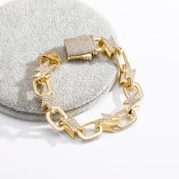 GUCY Newest Chunky Chain Bracelest For Men Cubic Zircon Lightning Fashion Men Bracelet Jewelry