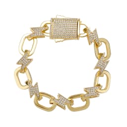 GUCY Newest Chunky Chain Bracelest For Men Cubic Zircon Lightning Fashion Men Bracelet Jewelry
