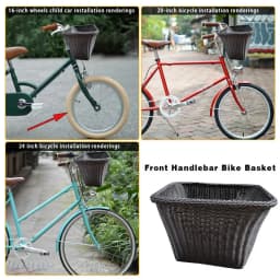 Front handle bicycle basket Manually woven bicycle basket wicker blue is suitable for adultand children bicycle baskets