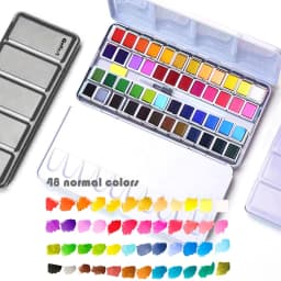 Ginflash 48/24colors Color Artistical Color Half Pan Pigment Paint Artist Painting Watercolors Set With Paint Brush