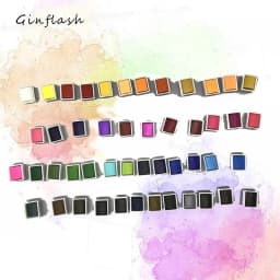 Ginflash 48/24colors Color Artistical Color Half Pan Pigment Paint Artist Painting Watercolors Set With Paint Brush