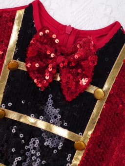 4-16 Years Girls Circus Ringmaster Costumes Shiny Sequins Leotard Dress with Feather Hat for Halloween Carnival Party Dress Up
