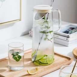 Transparent Heat Resistant Glass Water Bottle, Kettle Jar, Large Capacity, Coffee Pot with Handle, Teapot Pitchers, 1.2L