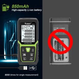 Huepar Laser Rangefinder Distance Meter 330Ft/100M Backlit LCD Laser Measure M/In/Ft with Li-ion Battery & Electric Angle Sensor