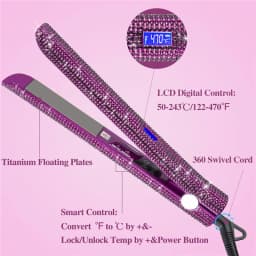 Hair Straightener Curler Bling Diamond Flat Iron Rhinestone Straightening Irons Professional High Heat 470℉ Salon Styling Tools