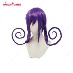 Womens Anime Short Wavy Purple Wig for Women Cosplay Halloween Wig