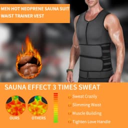Neoprene Sweat Vest for Men Waist Trainer Vest Adjustable Workout Body Shaper with Double Zipper for Sauna Suit for Men