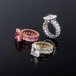 JINAO Gold-plated Copper Iced Out High Quality Cubic Zirconia Tennis Ring Hip Hop Punk Bling Fashion Jewelry For Women Gift