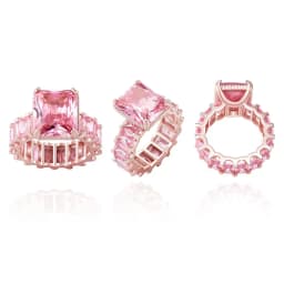 JINAO Gold-plated Copper Iced Out High Quality Cubic Zirconia Tennis Ring Hip Hop Punk Bling Fashion Jewelry For Women Gift