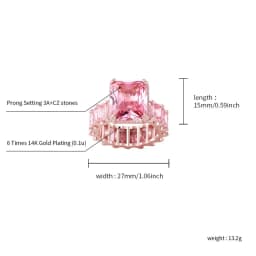 JINAO Gold-plated Copper Iced Out High Quality Cubic Zirconia Tennis Ring Hip Hop Punk Bling Fashion Jewelry For Women Gift