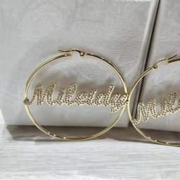 DOREMI Stainless Name Hoops Earrings Custom Big Hoop Crystal Earrings Letter Personalized Earring Women Valentine's Day Gift