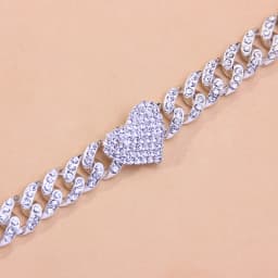 Fashion Hip Hop Crystal Heart-Shaped Anklet for Women Bracelet Men Miami Cuban Link Anklet Chunky Wholesale Foot Chain Iced Out