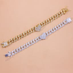 Fashion Hip Hop Crystal Heart-Shaped Anklet for Women Bracelet Men Miami Cuban Link Anklet Chunky Wholesale Foot Chain Iced Out