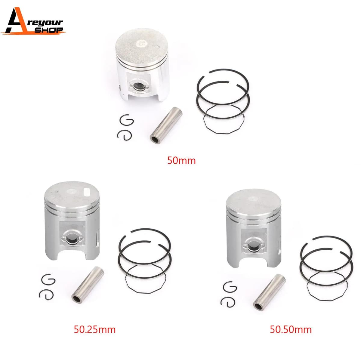 Areyourshop Piston Ring Pin Clip Kit for Yamaha Jog 90 1991-1997 Ya90 Axis 90 1990-1997 3VR-11631-00-96 Motor Patts