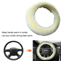 1Pcs Universal Car Steering Wheel Cover Plush Warm Fluffy Fuzzy Interior Accessories For Winter Women Girl Men Boy 35-43 Cm