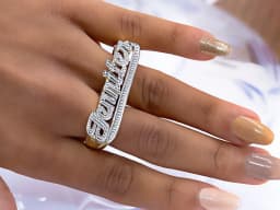 DOREMI 3 Fingers Name Ring For Men Women Custom Numbers Ring Personalized Jewelry Gold 3D Ring Couple Mother Gift