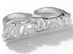 DOREMI 3 Fingers Name Ring For Men Women Custom Numbers Ring Personalized Jewelry Gold 3D Ring Couple Mother Gift
