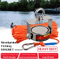 400lbs 600lbs Rotatable Two Side Three Sides Fishing Magnet Kit Strong Combined 1200lb Neodymium Rectangle Magnets Durable Rope