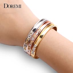 DOREMI DIY Zirconia Letters Custom Bangles Personalized Name Detachable Slider Charms Bangles Custom Name Bracelets Bangle Slide