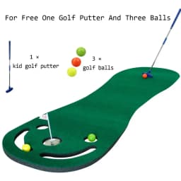 Putting Green Mats Set for Golf Putting Use Included 1 Putter & 3 Balls Training Aid Put Cup & Flags Indoor Outdoor Training Mat