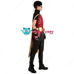 【Ready for Ship】Miccostumes Men's Robin Cosplay Costume Bodysuit with Cloak for Halloween Party