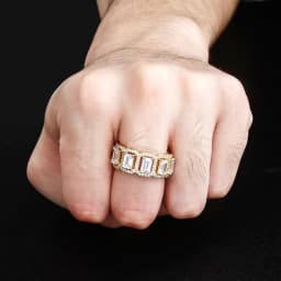 JINAO Four claws Baguette Rings High Quality Copper Iced Out Micro Pave RINGS Hip Hop Fashion Jewelry Gift For Men Women