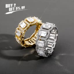 JINAO Four claws Baguette Rings High Quality Copper Iced Out Micro Pave RINGS Hip Hop Fashion Jewelry Gift For Men Women