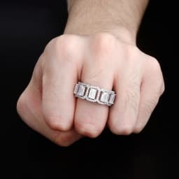 JINAO Four claws Baguette Rings High Quality Copper Iced Out Micro Pave RINGS Hip Hop Fashion Jewelry Gift For Men Women