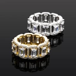 JINAO Four claws Baguette Rings High Quality Copper Iced Out Micro Pave RINGS Hip Hop Fashion Jewelry Gift For Men Women