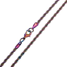 GUCY Steel Rainbow Plated Basic Necklace Chain Wholesale Stainless Steel Rope Hip Hop Necklaces Chains