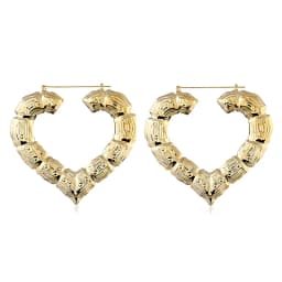 30-90mm Trendy Heart Bamboo Plain Hoop Earrings no name Women Female Gold Silver Color Color Classic Jewelry