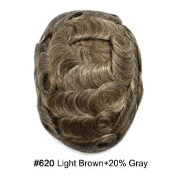 Invisible Full Poly Mens Toupee Thin Skin Hair System For Men 100% Human Hair Replacement All Clear PU Mens Wig