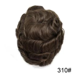 Invisible Full Poly Mens Toupee Thin Skin Hair System For Men 100% Human Hair Replacement All Clear PU Mens Wig