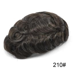 Invisible Full Poly Mens Toupee Thin Skin Hair System For Men 100% Human Hair Replacement All Clear PU Mens Wig