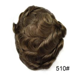 Invisible Full Poly Mens Toupee Thin Skin Hair System For Men 100% Human Hair Replacement All Clear PU Mens Wig