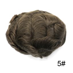 Invisible Full Poly Mens Toupee Thin Skin Hair System For Men 100% Human Hair Replacement All Clear PU Mens Wig