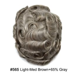 Invisible Full Poly Mens Toupee Thin Skin Hair System For Men 100% Human Hair Replacement All Clear PU Mens Wig