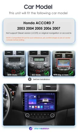 6115 Carplay Android 14 Car radio For Honda ACCORD 7 2003-2007 Autoradio Multimedia player GPS 360 Camera Screen by Snapdragon