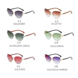 Vintage Cat Eye Rimless Sunglasses Women Brand Frameless Gradient Cut Lens Shade Eyewear Trendy Oversized Men Sun Glasses Female