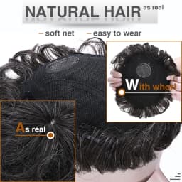 S-noilite 16x19cm Men Toupee Human Hair Replacement System Hair Toppers Hairpiece 4Inch Hair Wig Extensions Male Hair Prosthesis