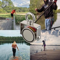 Two Side Strong Fishing Magnet Set 160KGX2 160KG Rotatable Salvage Magnetic Detecting Pot Metal Treasure Hunting