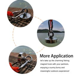 140KG Neodymium Magnet Fishing Holder Mount Pot with Ring Super Strong Round Search Magnet