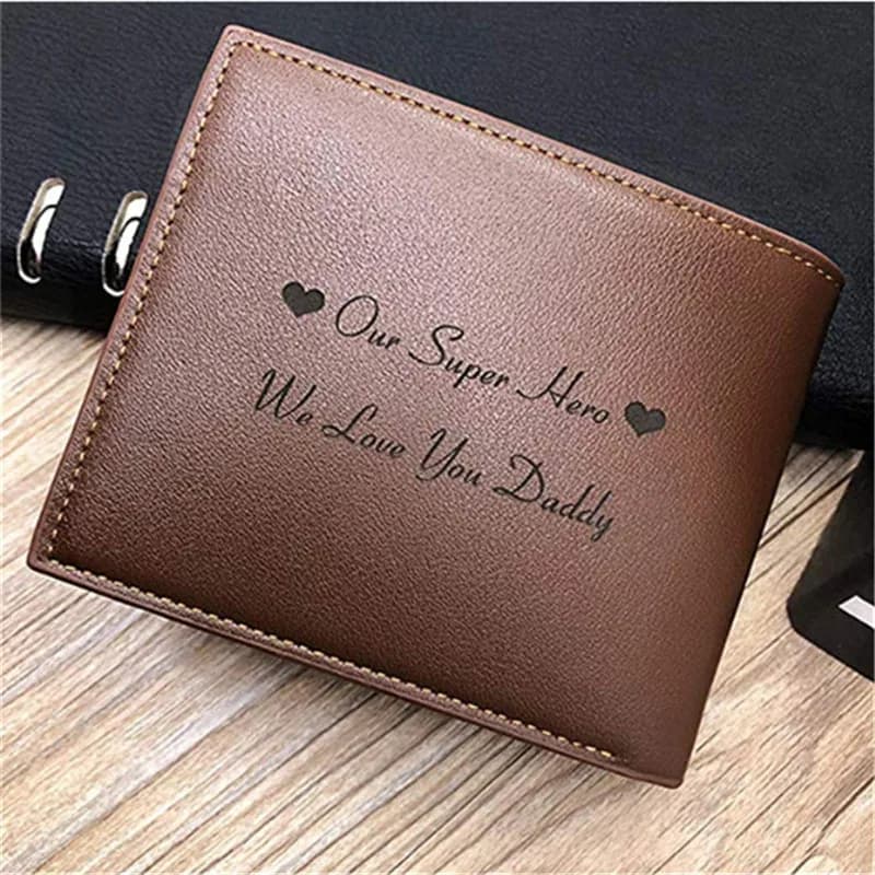 Custom Wallets Men High Quality PU Leather for Him Engraved Wallet Mens Short Purse Custom Photo Wallet Luxury Father's Day Gift