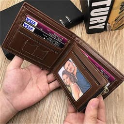 Custom Wallets Men High Quality PU Leather for Him Engraved Wallet Mens Short Purse Custom Photo Wallet Luxury Father's Day Gift
