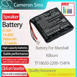 CameronSino Battery for Marshall Kilburn fits Marshall TF18650-2200-1S4PA Speaker Battery 2600mAh/37.44Wh 14.40V Li-ion Black