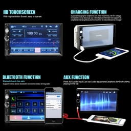 Podofo 2 Din Car Radio Stereo Bluetooth 7" HD Car Stereo Auto Audio Multimedia Player MP5 Universal Touch Screen USB TF FM