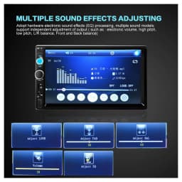 Podofo 2 Din Car Radio Stereo Bluetooth 7" HD Car Stereo Auto Audio Multimedia Player MP5 Universal Touch Screen USB TF FM