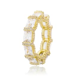 JINAO 5mm Iced Out Cubic Zirconia Stones Fashion Luxury Ring Hip Hop Jewelry Square Micro Paved Ring For Women Gift