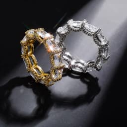JINAO 5mm Iced Out Cubic Zirconia Stones Fashion Luxury Ring Hip Hop Jewelry Square Micro Paved Ring For Women Gift